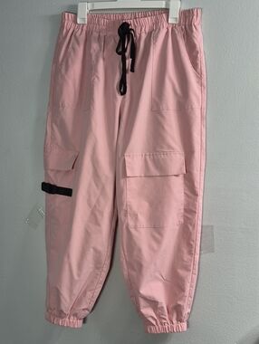 SHEIN Pink Men's Cargo Joggers with Black Drawstring